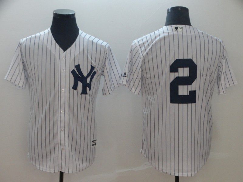 2019 MLB Men New York Yankees #2 Jeter white game Jerseys